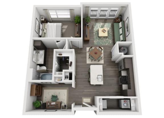 A4 Everlee 3D 1 bedroom floor plan