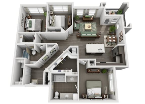 C1 Everlee 3D 3 bedroom floor plan