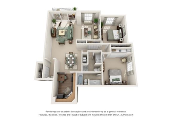 Floor Plan  2 bed 2 bath floor plan Eat Versailles on the Lakes Schaumburg, Schaumburg