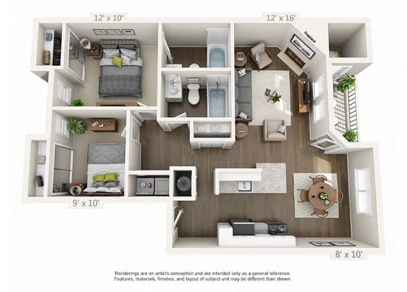Renovated 2 Bed 2 Bath Floor Plan Renovated 2 Bed 2 Bath Floor Plan at Heatherbrae Commons, Oregon, 97222