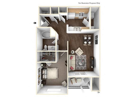Azalea 1 bedroom 1 Bath Floorplanat Lullwater at Calumet, Newnan, GA, 30263