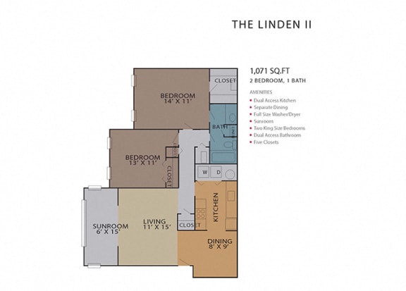 The Linden II FloorPlan at Rosemont Vinings Ridge, Atlanta, GA