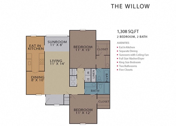 The Willow FloorPlan at Rosemont Vinings Ridge, Atlanta, Georgia