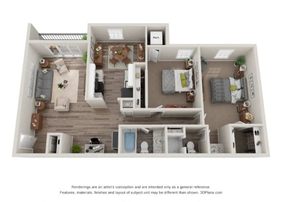 Two bedroom floor plan at Providence Green