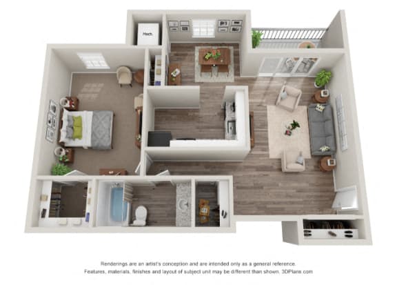 One bedroom apartment floor plan in Virginia Beach VA