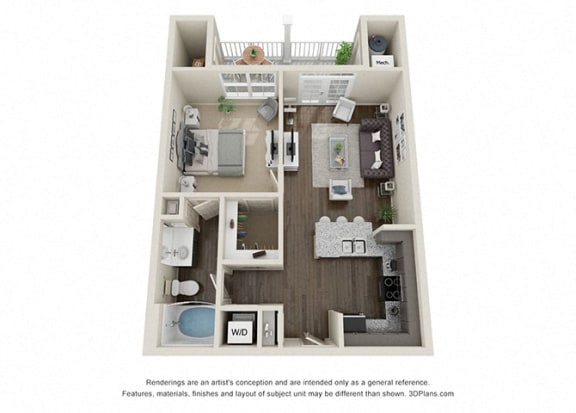 Southern Pacific Floor Plan at Crossroads Station Apartments, Virginia