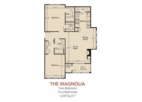 Magnolia Floor Plan at Arbors Harbor Town, Memphis, TN, 38103