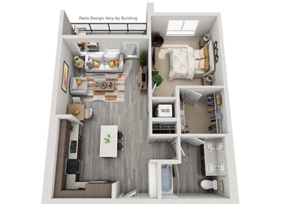 Baseline 158 3D floor plan A10 1 bedroom