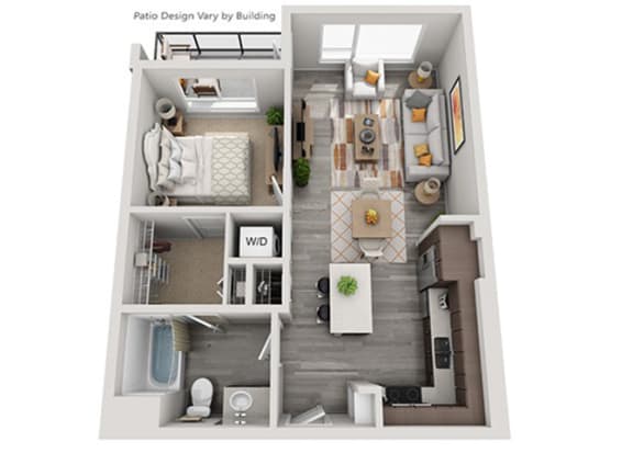 Baseline 158 3D floor plan A3 1 bedroom