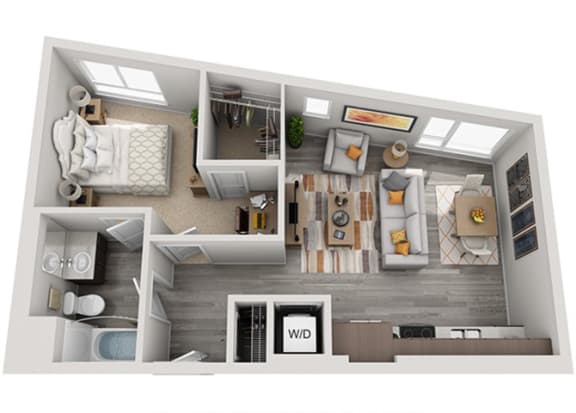 Baseline 158 3D floor plan A4 1 bedroom