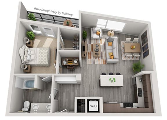 Baseline 158 3D floor plan A9 1 bedroom