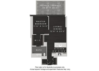 A7 1 Bedroom 1 Bath Floor Plan A7 1 Bedroom 1 Bath Floor Plan at 640 North Wells, Chicago, IL