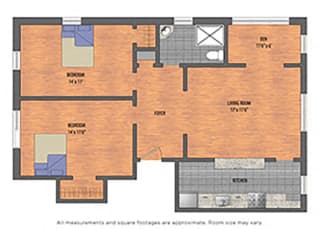 The Metropolitan Tier 23: 2 Bedroom w/ Den Floor Plan
