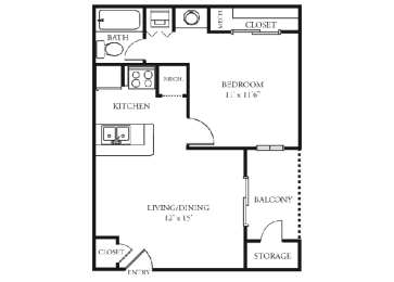 Lily Floor plan Martin&#x27;s Point Apartment Homes