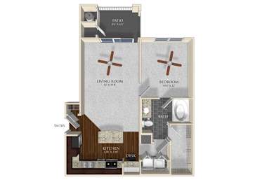 Floor Plan  1 bedroom 1 bathroom apartment A1 floorplan at Atley on the Greenway Apartments in Ashburn, VA