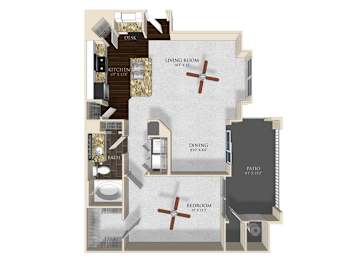 Floor Plan  1 bedroom 1 bathroom apartment A22 floorplan at Atley on the Greenway Apartments in Ashburn, VA