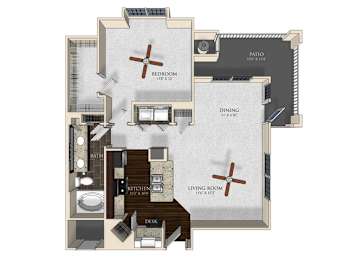 Floor Plan  1 bedroom 1 bathroom apartment A32 floorplan at Atley on the Greenway Apartments in Ashburn, VA
