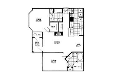 Floor Plan  Two bedroom two bathroom B1 Floorplan at River Pointe at Den Rock Apartments in Lawrence, MA