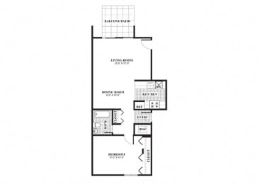 Floor Plan  1 bedroom 1 bathroom classical B floorplan at University Heights Apartments in Providence, RI