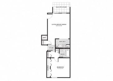 Floor Plan  One bedroom one bathroom Wickenden floorplan at University Heights Apartments in Providence, RI