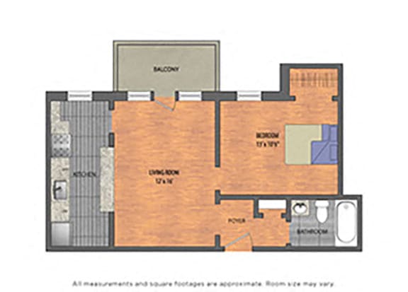 The Metropolitan Tier 22: 1 Bedroom Floor Plan