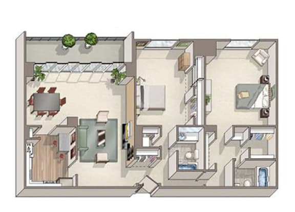 2 Bed 2 Bath Cambridge Floor Plan 2 Bed 2 Bath Cambridge Floor Plan at The Summit, Alexandria, 22304