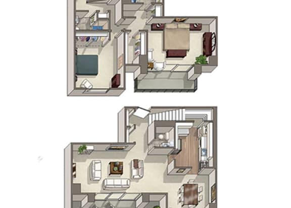 2 Bed 2.5 Bath Windsor Floor Plan 2 Bed 2.5 Bath Windsor Floor Plan at The Summit, Alexandria