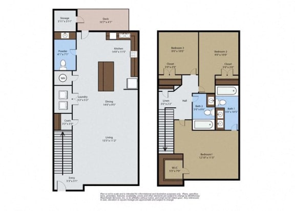 Floor Plan  Maple 3 Bedroom 2.5 Bath 1,357 Sq.Ft. Floor Plan at Pinyon Pointe, Loveland