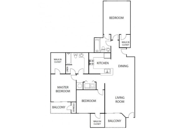 Heather | 3 Bedroom - 2 Bath | 1,409 sqft. Heather 3 bedroom 2 bath bay club apartment homes jacksonville florida