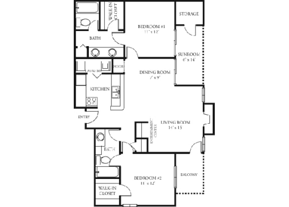 Daisy Floor plan Martin&#x27;s Point Apartment Homes