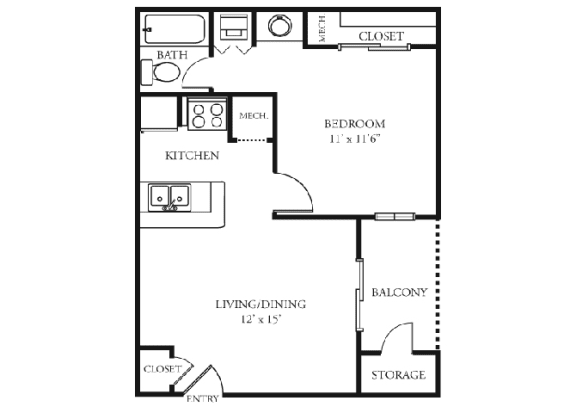 Floor Plan  Lily Floor plan Martin&#x27;s Point Apartment Homes