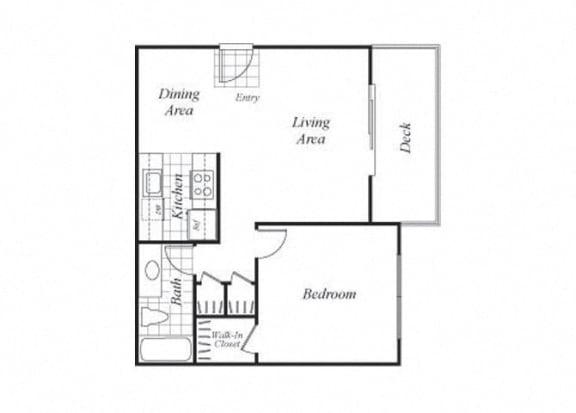 Floor Plan  One bedroom one bathroom A1 floorplan at Timberleaf Apartments in Lakewood, CO