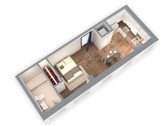 330 SQFT Studio 3D View at Park Heights by the Lake Apartments, Chicago, IL