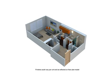 Studio Floor Plan at The Blairs, Silver Spring, 20910