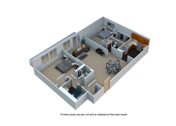 Two Bedroom 2 Bath Floor Plan at The Blairs, Silver Spring