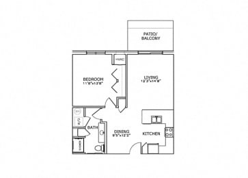Floor Plan  A2 - One Bedroom, One Bath