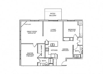 Floor Plan  F4 - Two Bedroom, Two Bath with Great Room