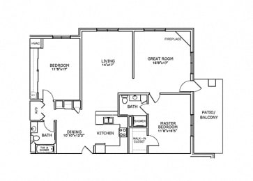 Floor Plan  F5 - Two Bedroom, Two Bath with Great Room