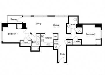 2x2 B06-1 Floor Plan