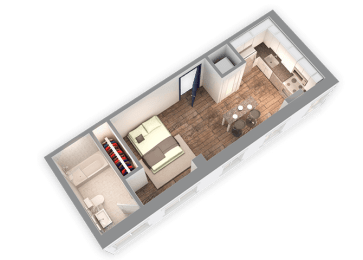 428 SQFT Studio 3D View at Park Heights by the Lake Apartments, Chicago, IL