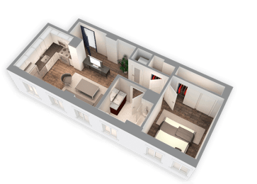 1  Bed   1  Bath   625 Sq. Ft. Chappel Floor Plan at Park Heights by the Lake Apartments, Illinois, 60649