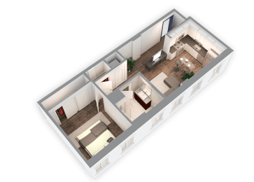 1  Bed   1  Bath   644 Sq. Ft. Jeffery Floor Plan at Park Heights by the Lake Apartments, Chicago, IL