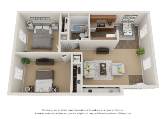Floor Plan  Colonial Pines floor plan affordable apartments