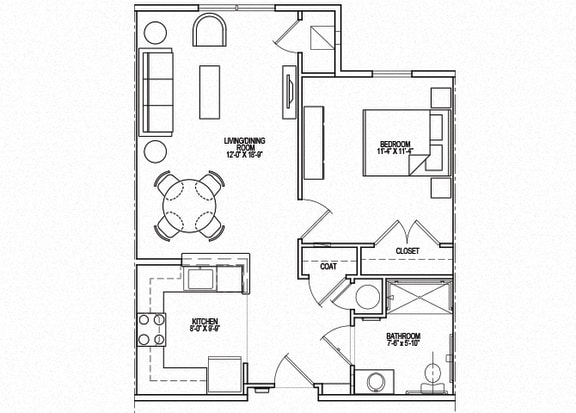 Floor Plan  Southern Pines II Unit 1A-HC Floor Plan Diagram