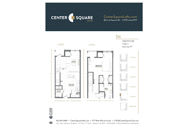 right side up TH Floor Plan at Center Square Lofts West, Allentown, PA, 18101