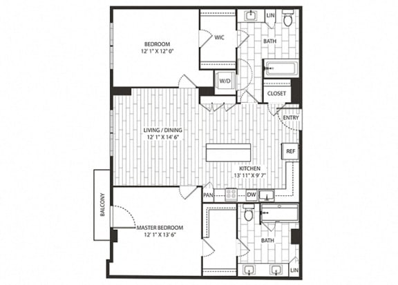 Blue-Oak Floor Plan at The Sur, Arlington, VA, 22202
