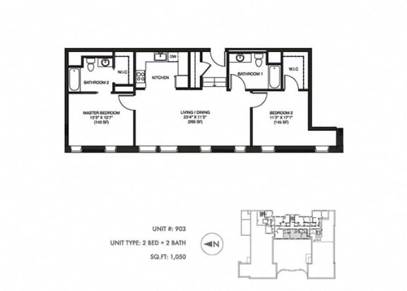 The Penthouse 1050 sqft Floor plan at Somerset Place Apartments, Illinois The Penthouse 1050 sqft Floor plan at Somerset Place Apartments, Illinois