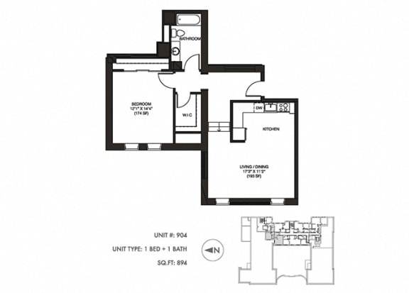 The Penthouse 894 sqft Floor Plan at Somerset Place Apartments, Chicago, Illinois The Penthouse 894 sqft Floor Plan at Somerset Place Apartments, Chicago, Illinois