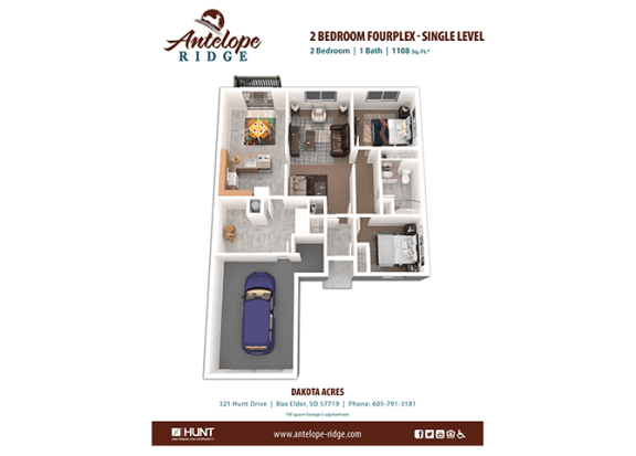 AntelopeRidge_DakotaAcres_2Bed_1Bath_Single_1108sqft-01 floor plan at Antelope Ridge, Box Elder, SD