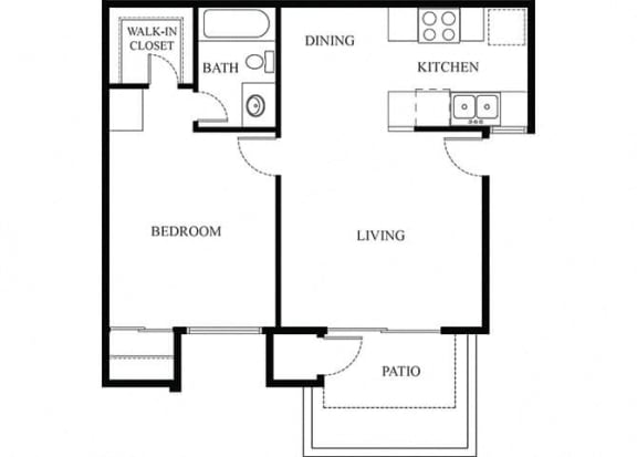 1 Bedroom 1 Bathroom Floor Plan 1 at Knollwood Meadows Apartments, California